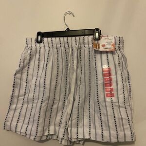 Women's Striped Shorts - White and Black